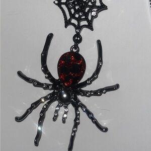 Betsey Johnson Black and Red Spider Necklace